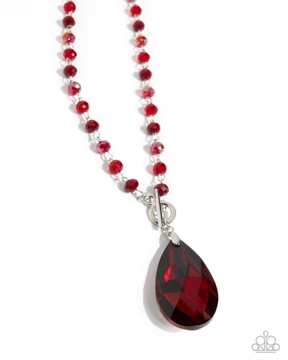 Teardrop Tale - Red - Paparazzi Necklace