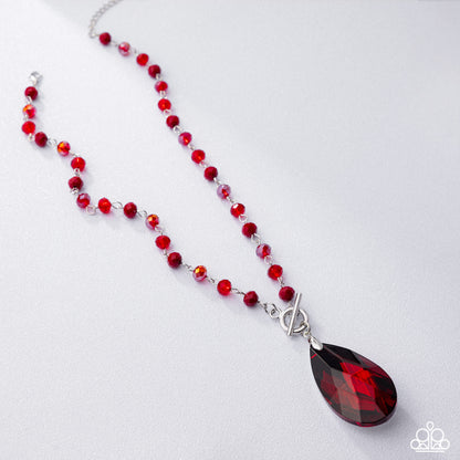 Teardrop Tale - Red - Paparazzi Necklace