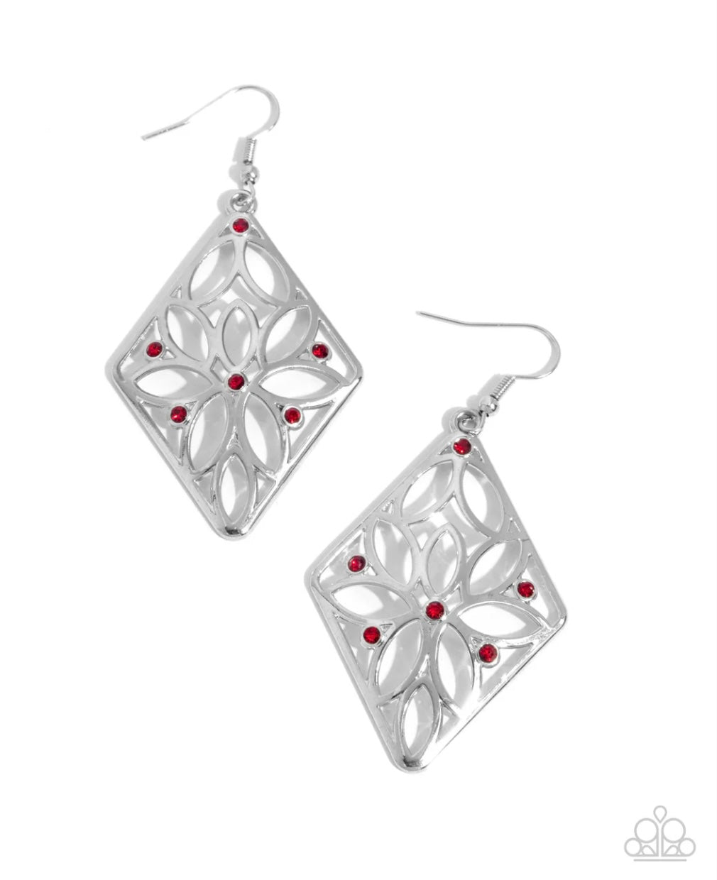 Pumped Up Posies - Red - Paparazzi Earrings