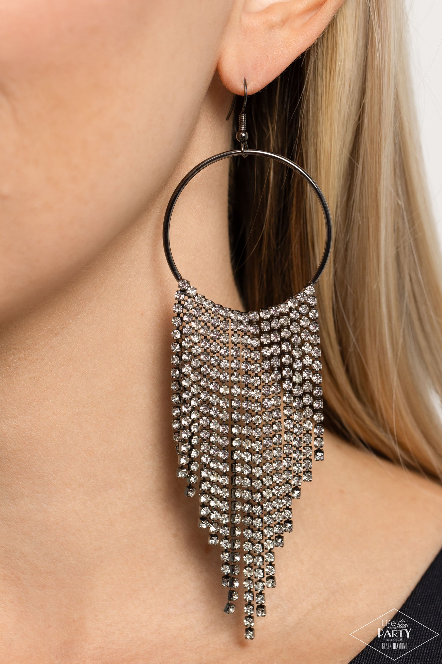 Streamlined Shimmer - Black Paparazzi Earrings (2023 Black Diamond LOP)