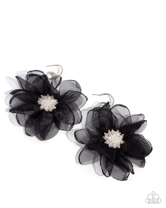 Cosmopolitan Chiffon - Black Paparazzi Earrings