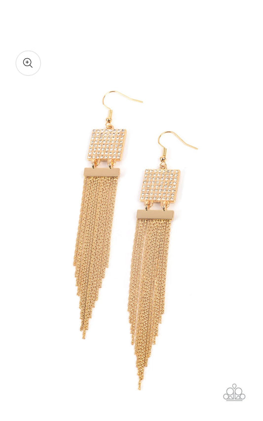 Dramatically Deco - Gold - Paparazzi Earrings