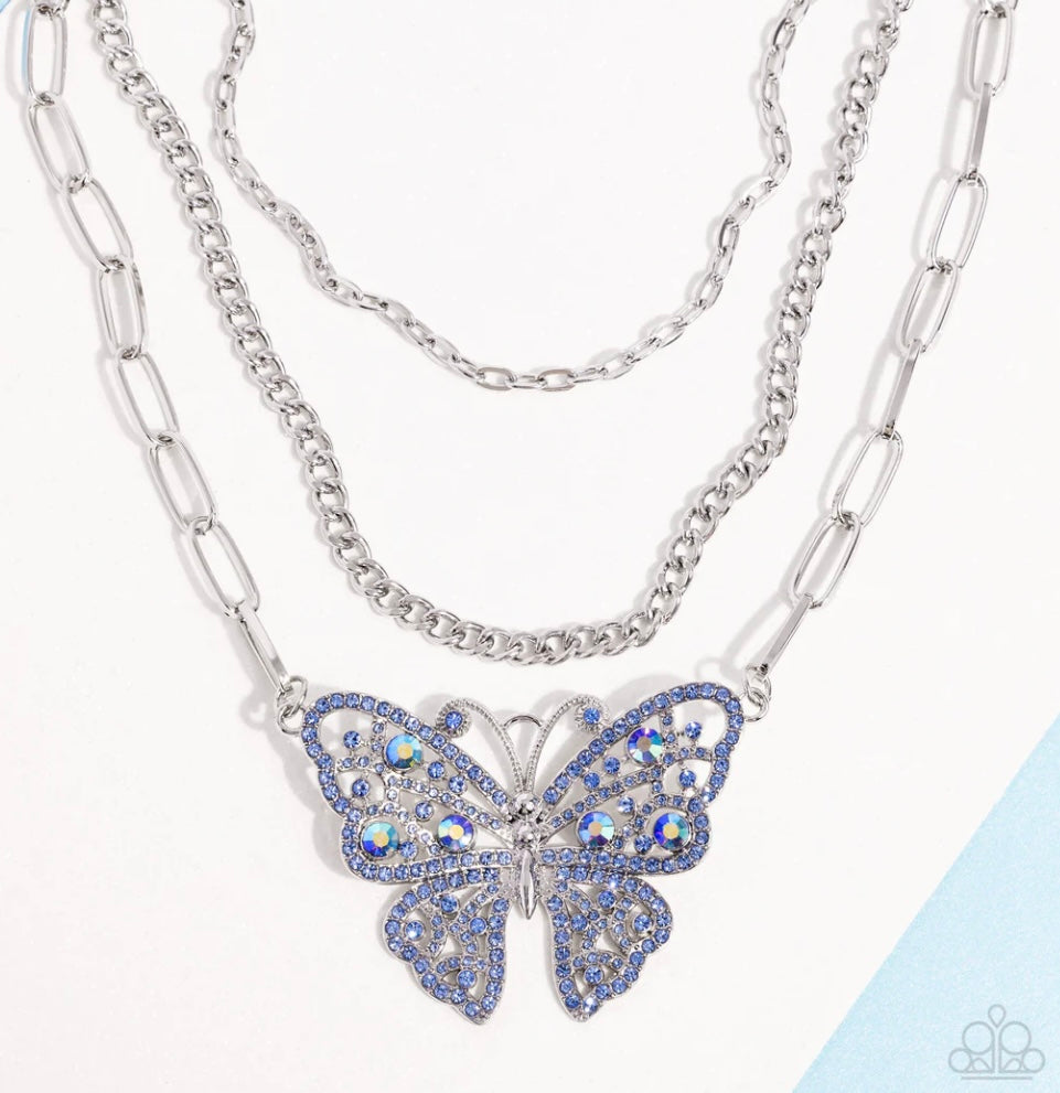 Winged Wonder - Blue Butterfly - Paparazzi Necklace