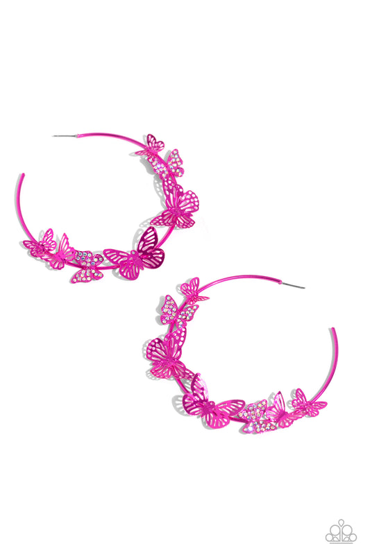 Shimmery Swarm - Pink Paparazzi Earrings