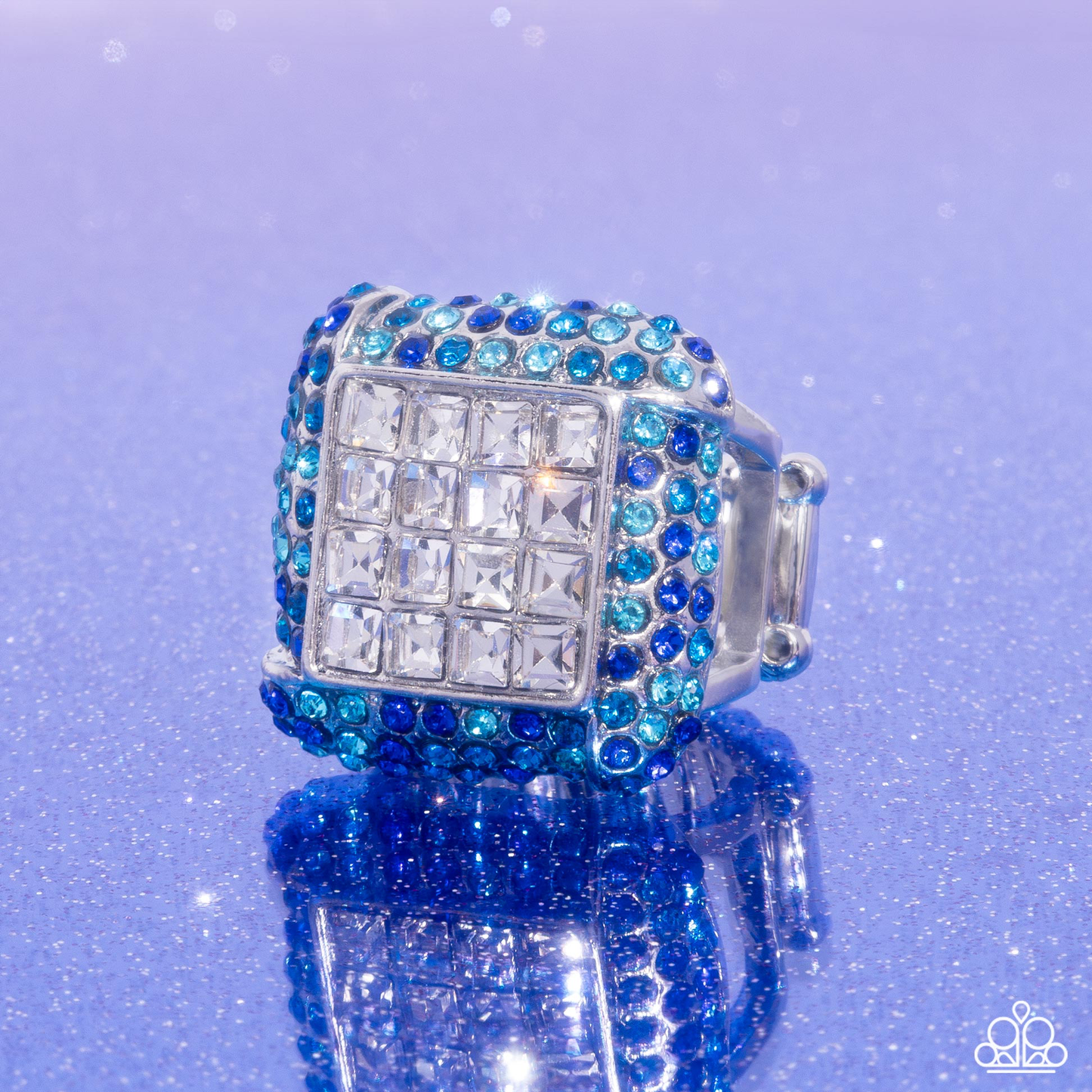 Medium-Square-Blue -  Paparazzi Ring