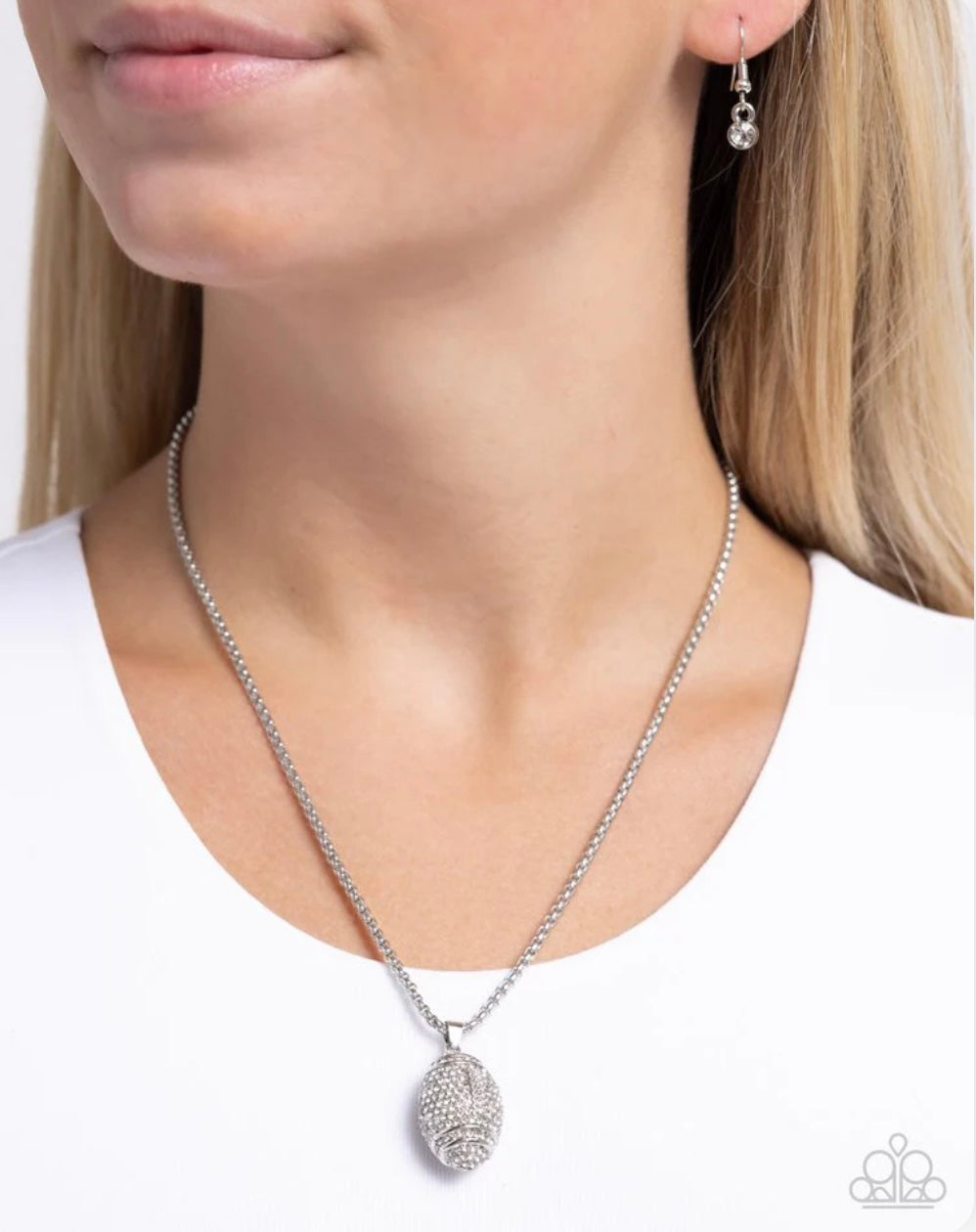 End Zone Elegance - White - Paparazzi Necklace