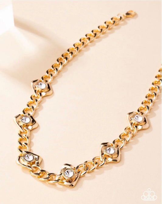 Square Silhouette - Gold - Paparazzi Necklace