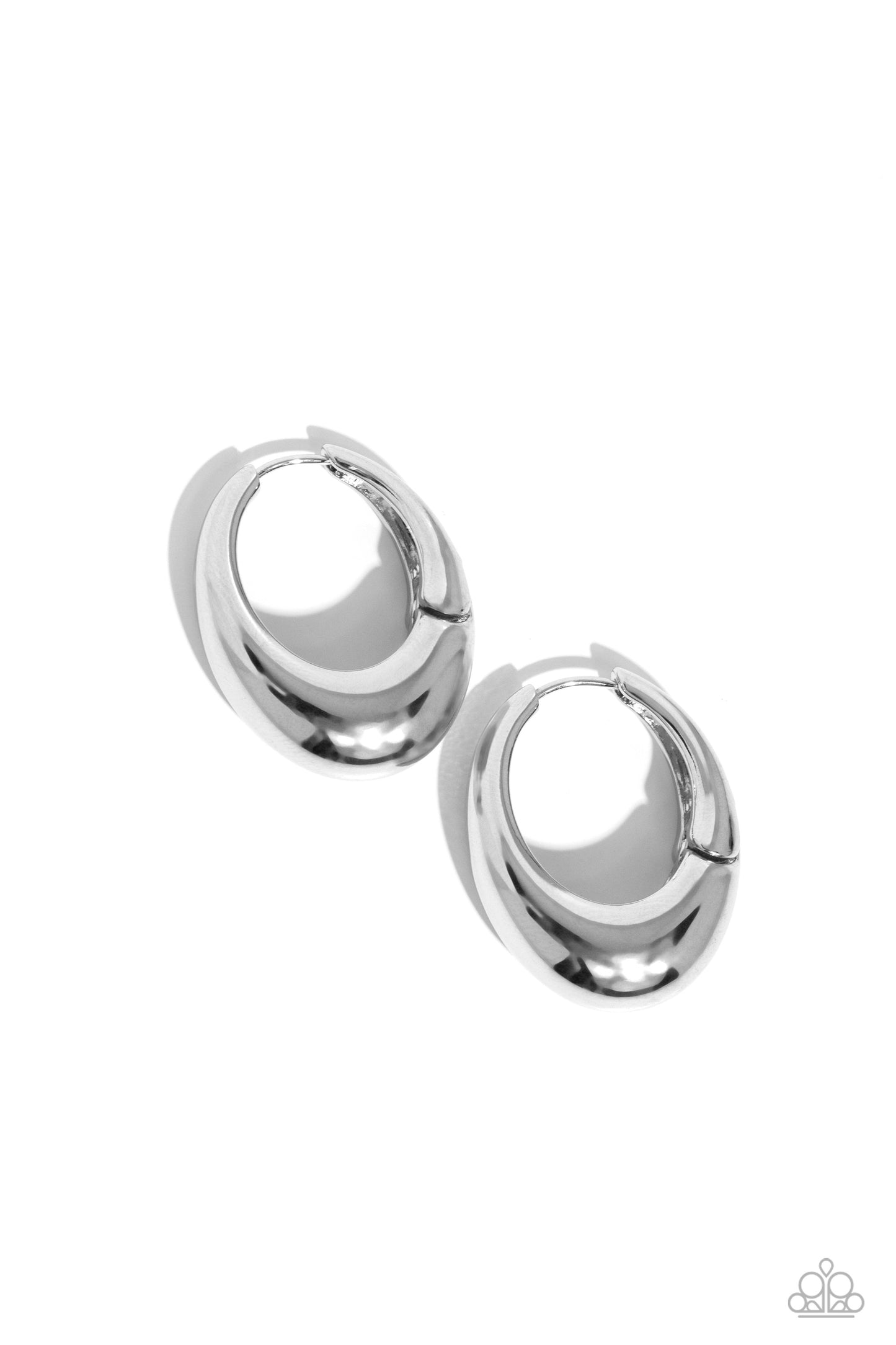 Oval Official - Silver Paparazzi Earrings