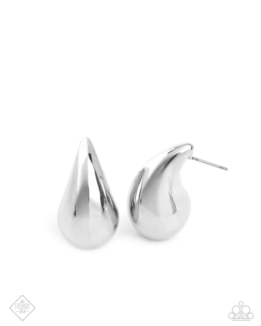 Raindrop Reveal - Silver Paparazzi Earrings