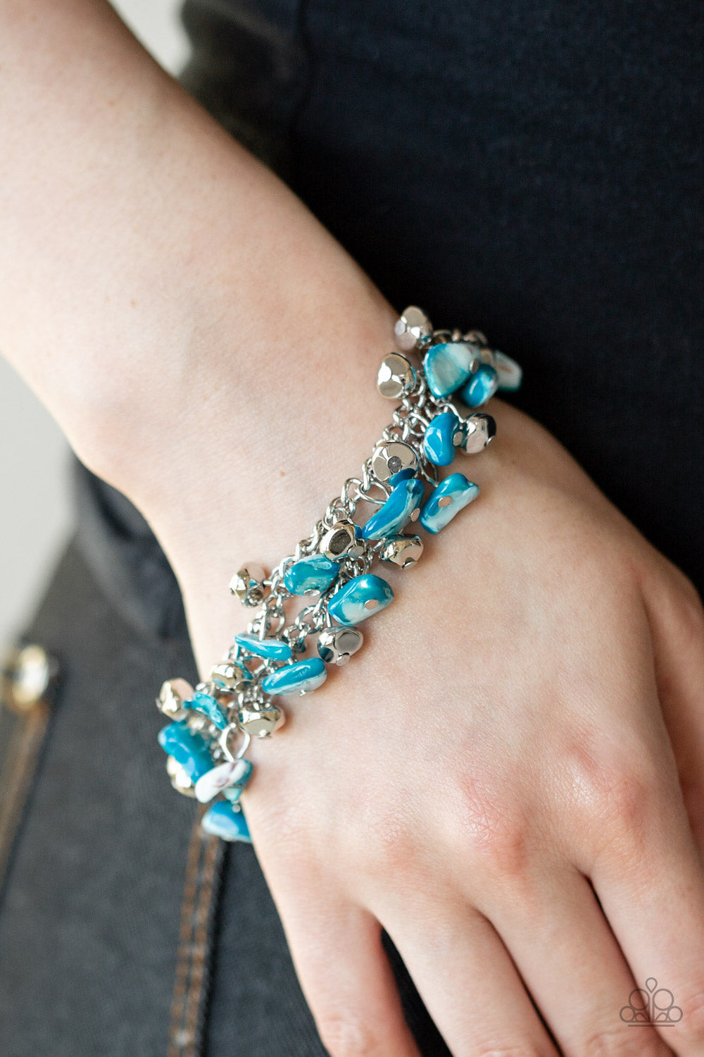 Pebble Pioneer - Blue Necklace and Plentiful Pebbles - Blue Bracelet Set