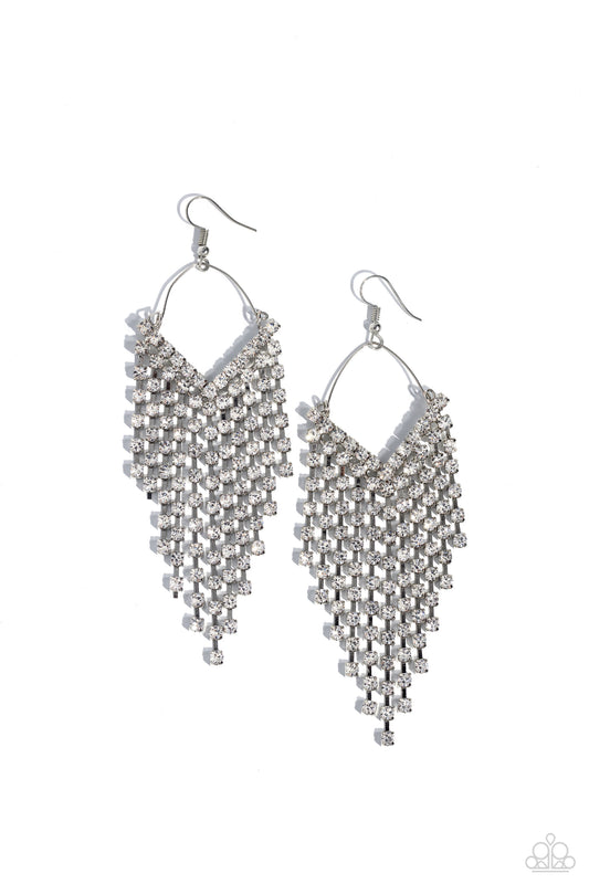 V Fallin - White Paparazzi Earrings