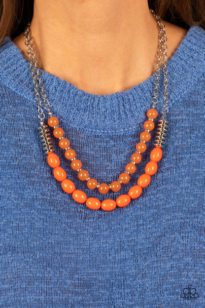 Venetian Voyage Orange Necklace and LaVida Vacation Orange Bracelet - Paparazzi Necklace and Bracelet Set