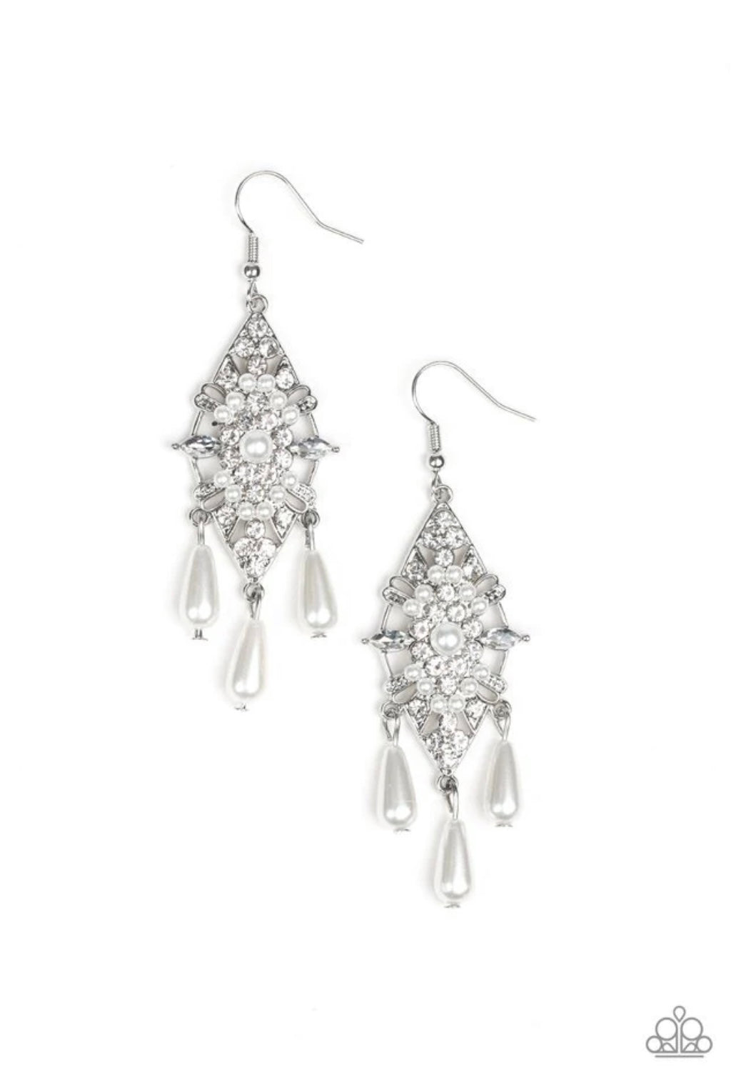 Majestic Mood - White - Paparazzi Earrings