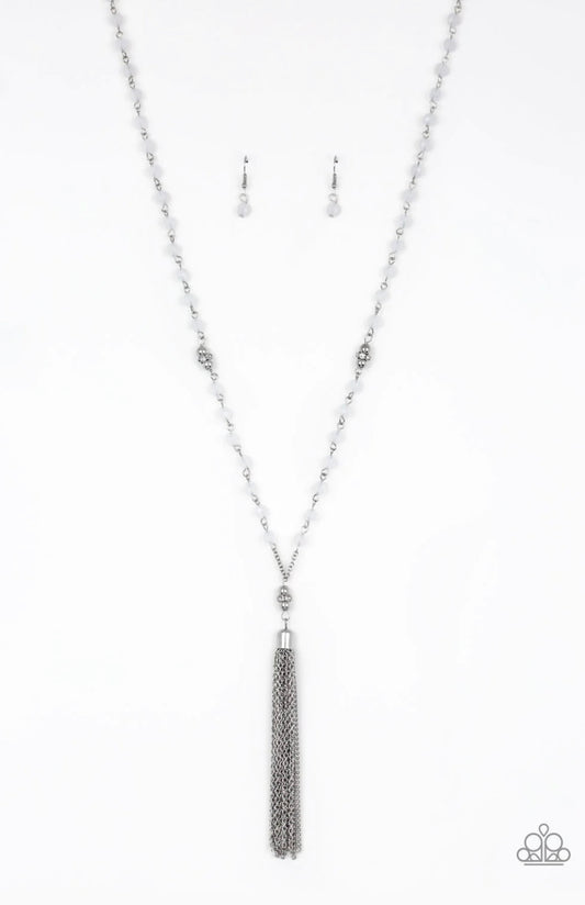 Tassel Takeover - White  - Paparazzi Necklace