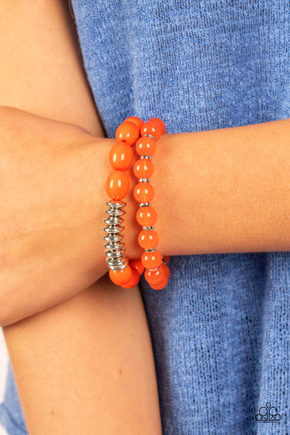 Venetian Voyage Orange Necklace and LaVida Vacation Orange Bracelet - Paparazzi Necklace and Bracelet Set