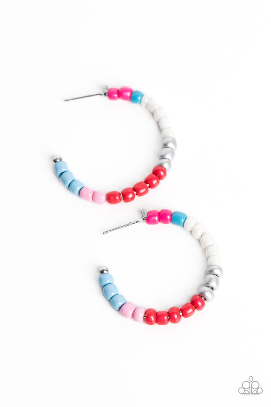 Multicolored Mambo - Pink Multi - Paparazzi Hoop Earrings