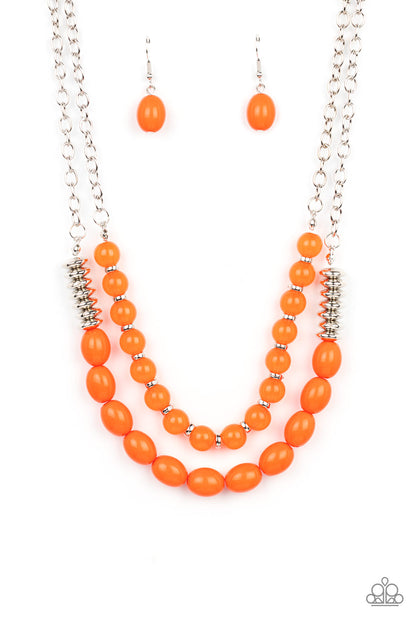 Venetian Voyage Orange Necklace and LaVida Vacation Orange Bracelet - Paparazzi Necklace and Bracelet Set