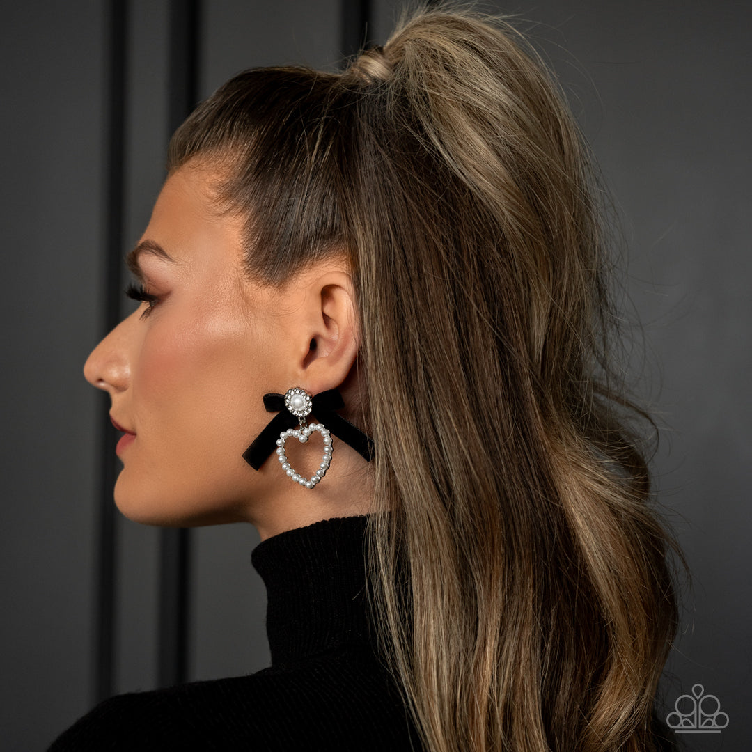 BOW and Then - Black - Paparazzi Earrings