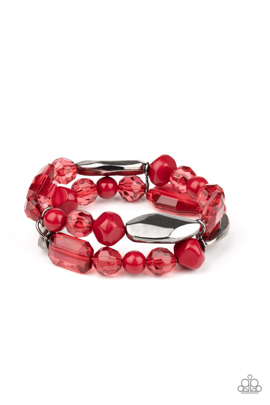 Rockin Rock Candy - Red - Paparazzi  Bracelet