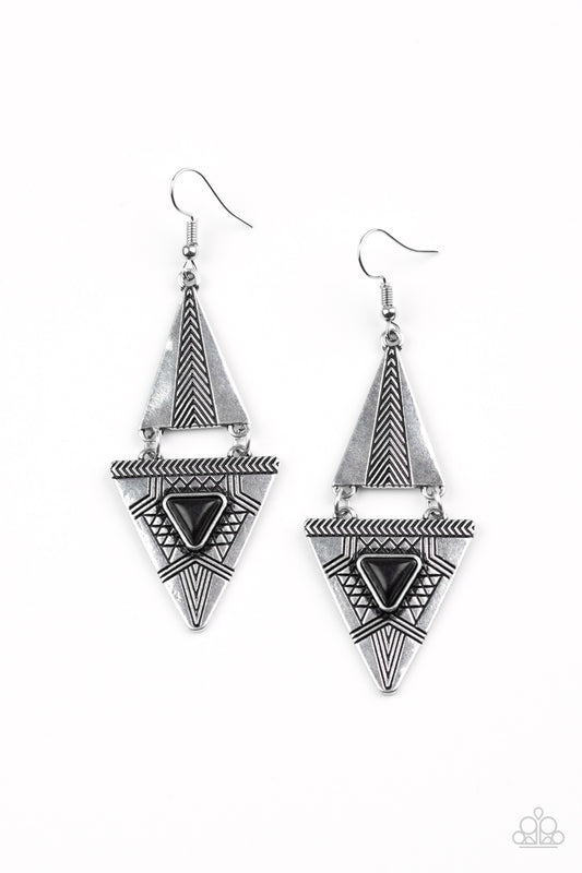 El Paso Edge - Black - Paparazzi Earrings