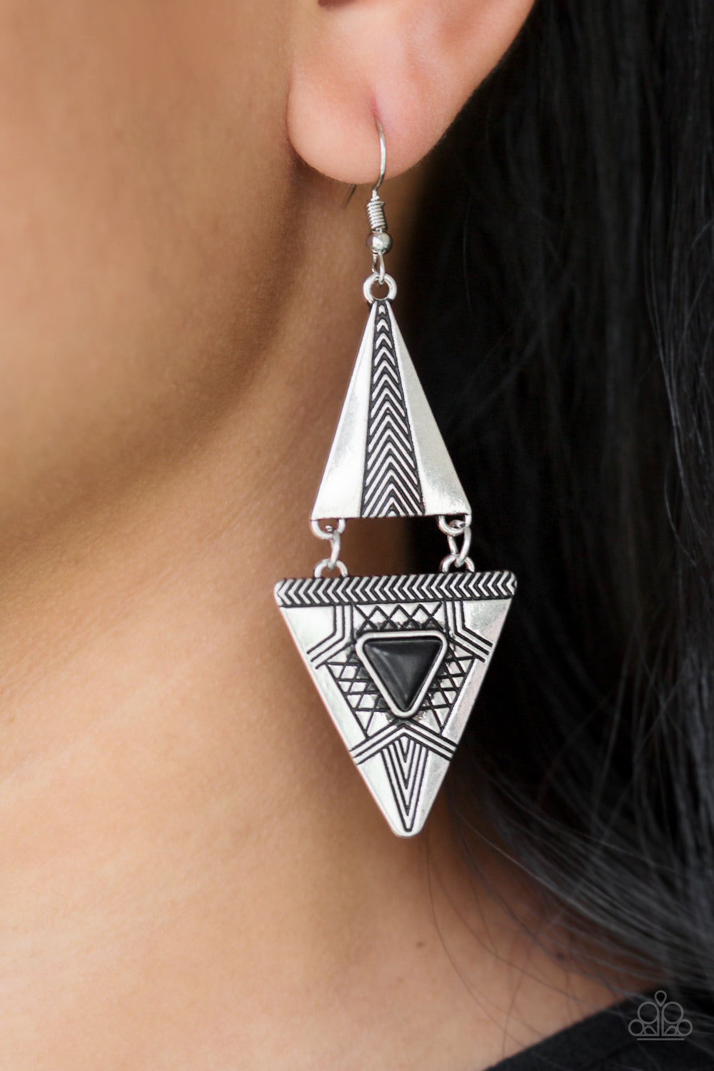 El Paso Edge - Black - Paparazzi Earrings