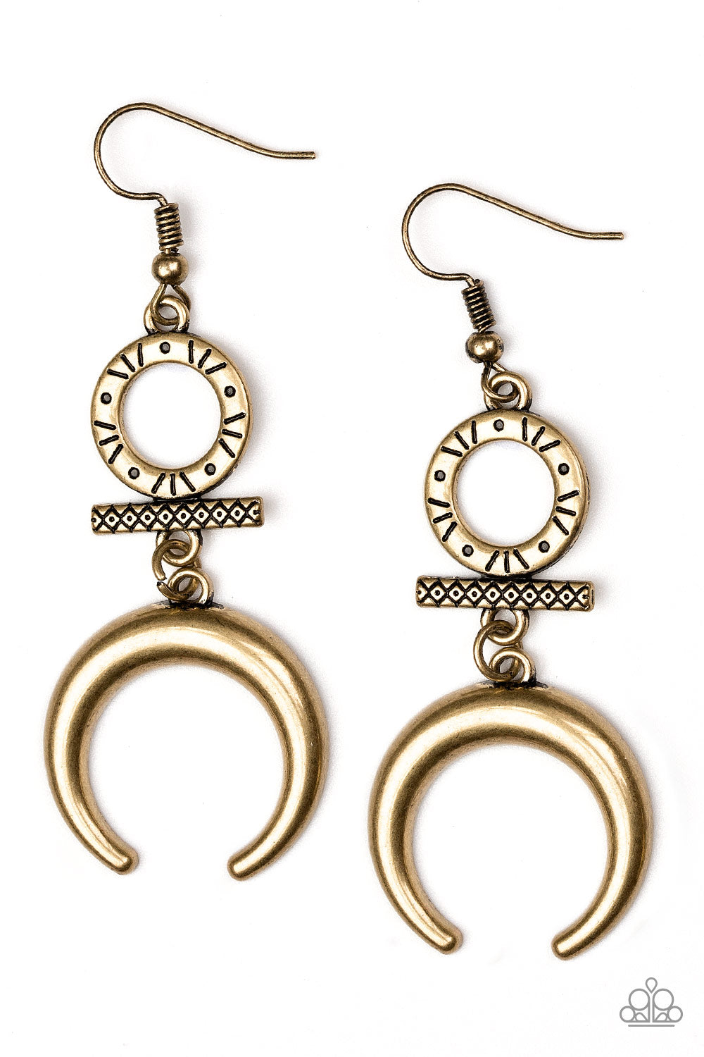 Majestically Moon Child - Brass - Paparazzi Earrings