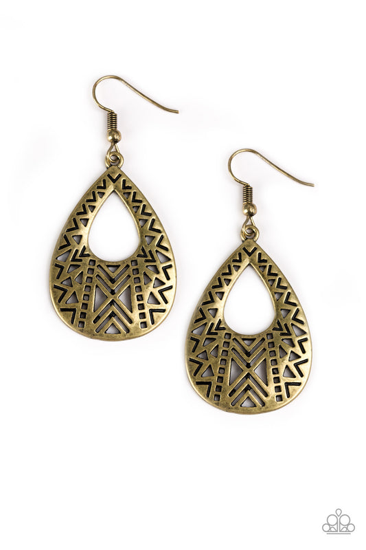 Alpha Amazon - Brass - Paparazzi Earrings