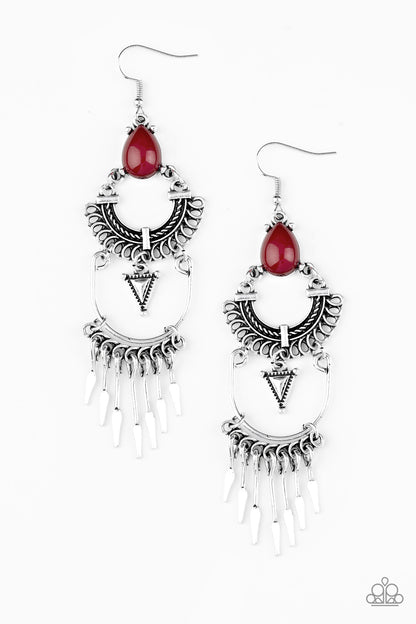 Progressively Pioneer - Red - Paparazzi Earrings