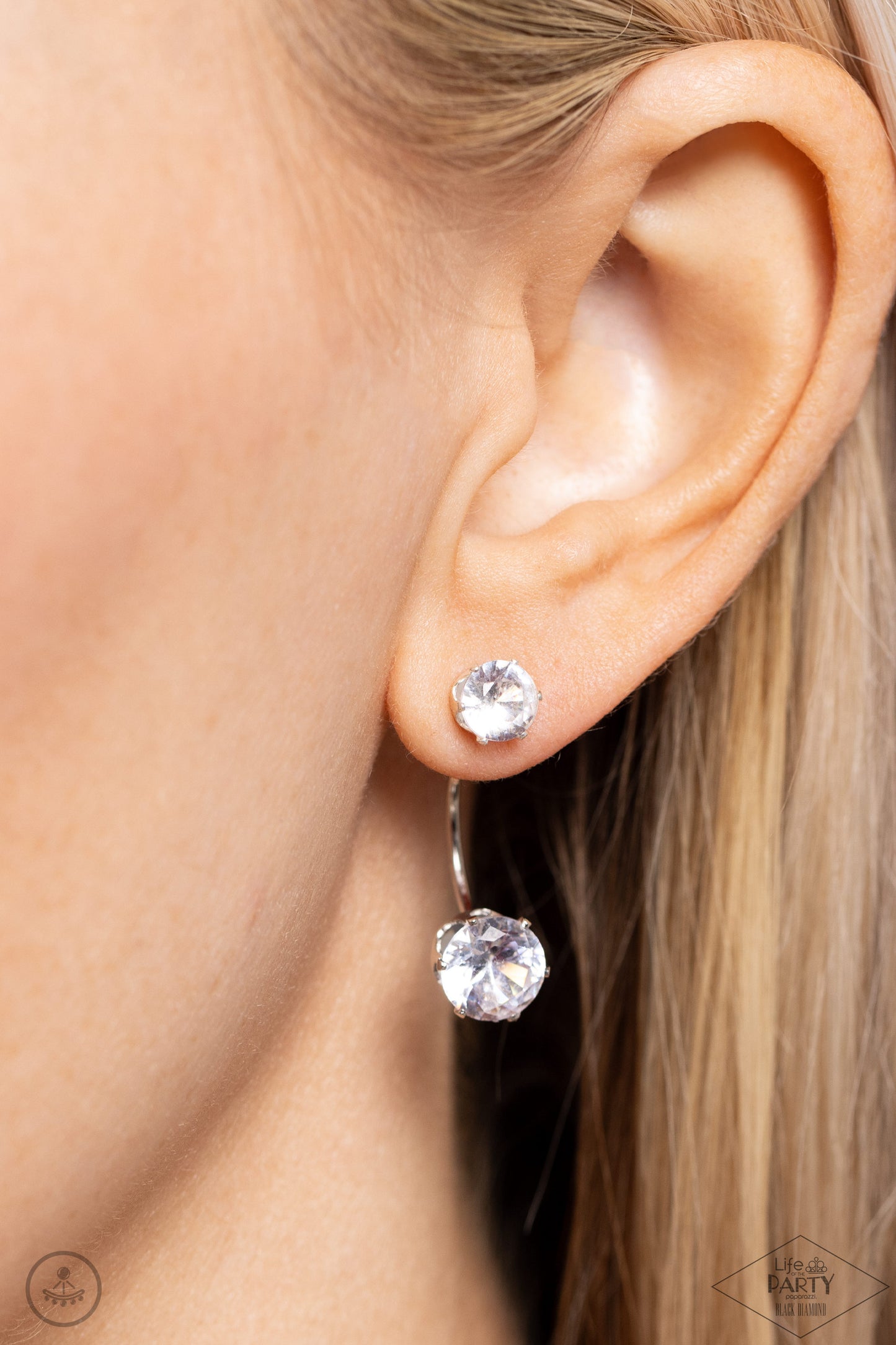 Starlet Squad - White - Paparazzi Earrings (Life of the Party Black Diamond)