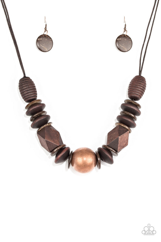 Grand Turks Getaway - Copper Wood Necklace