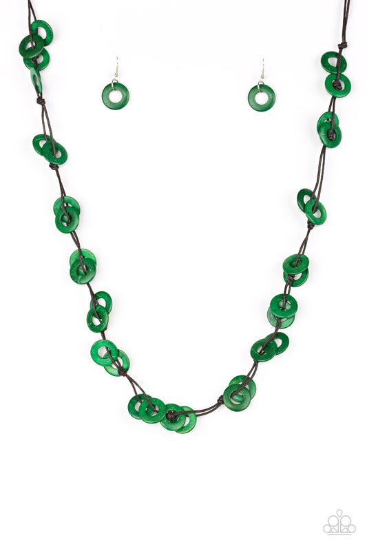 Waikiki Winds - Green Wood Necklace