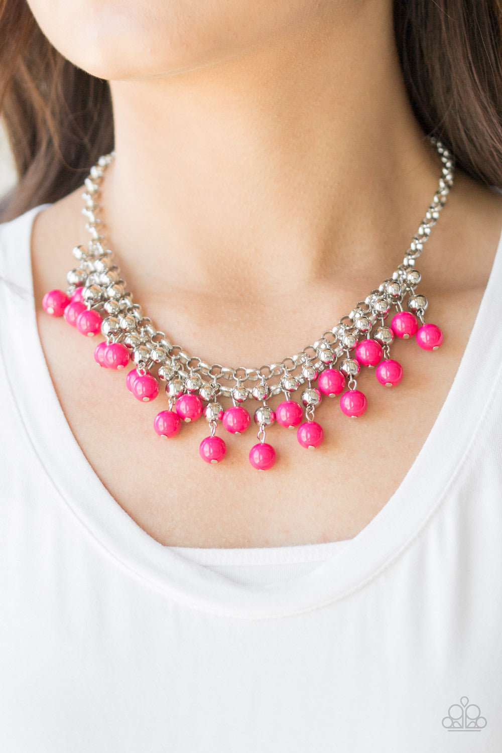 Friday Night Fringe - Pink - Paparazzi Necklace