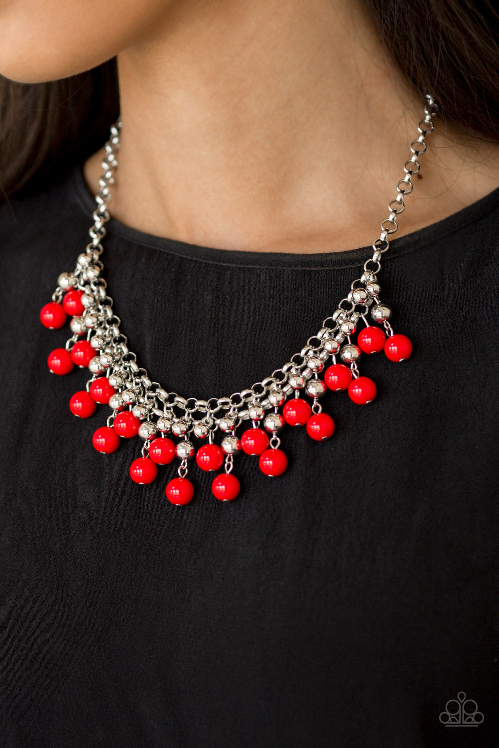 Friday Night Fringe - Red - Paparazzi Necklace