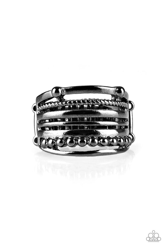 The STEEL Of Night - Black - Paparazzi Ring