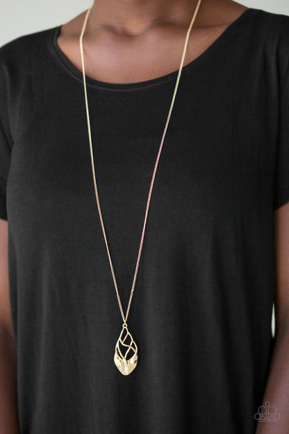 Swank Bank - Gold Necklace and Super Swanky - Gold - Paparazzi Earrings Paparazzi Set
