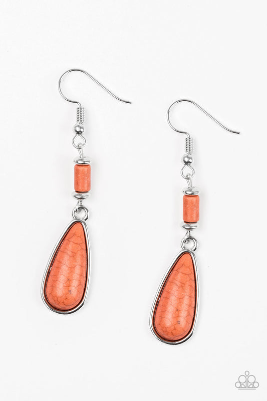 Courageously Canyon - Orange Fish Hook Earrings