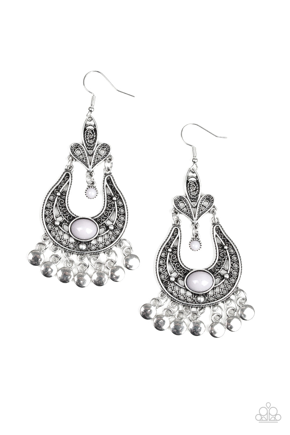 Fiesta Flair - Silver - Paparazzi Earrings