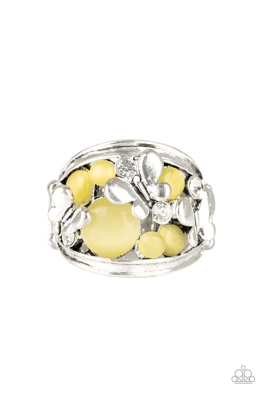 Flutter Me Up - Yellow - Paparazzi Ring