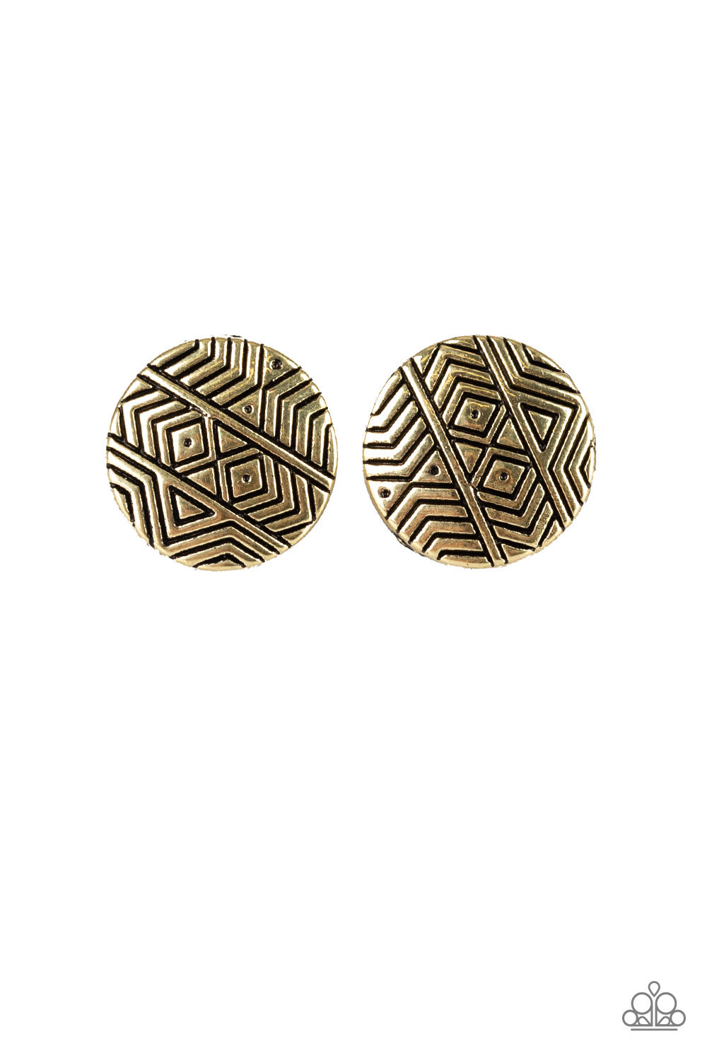 Bright As A Button - Brass - Paparazzi Earrings