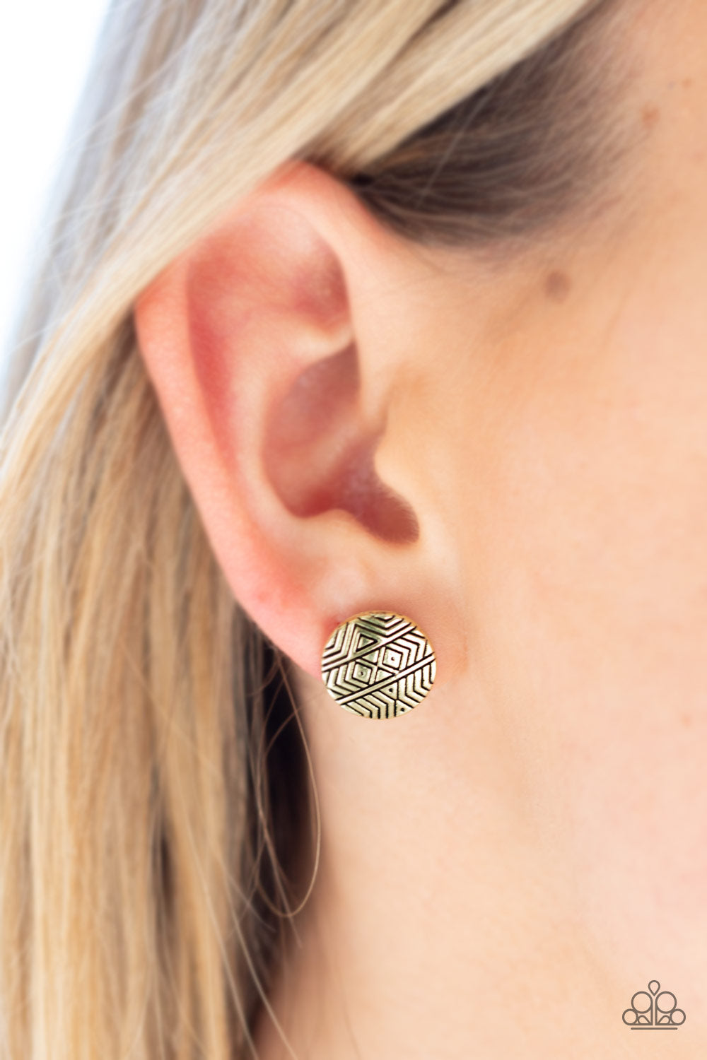 Bright As A Button - Brass - Paparazzi Earrings