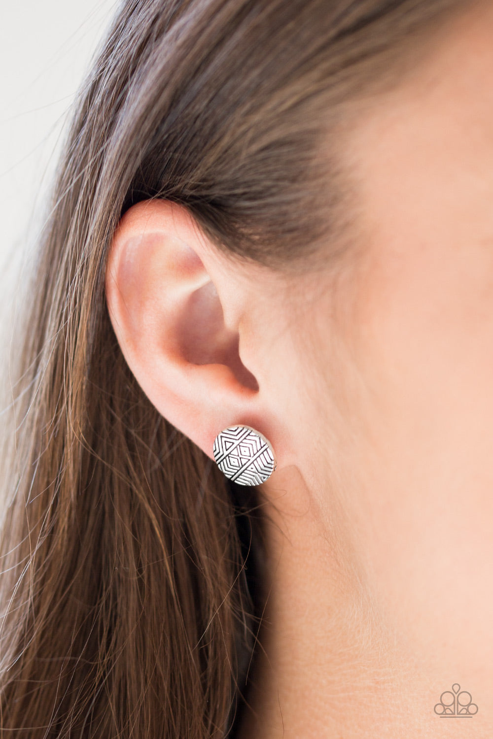 Bright As A Button - Silver Paparazzi Earrings