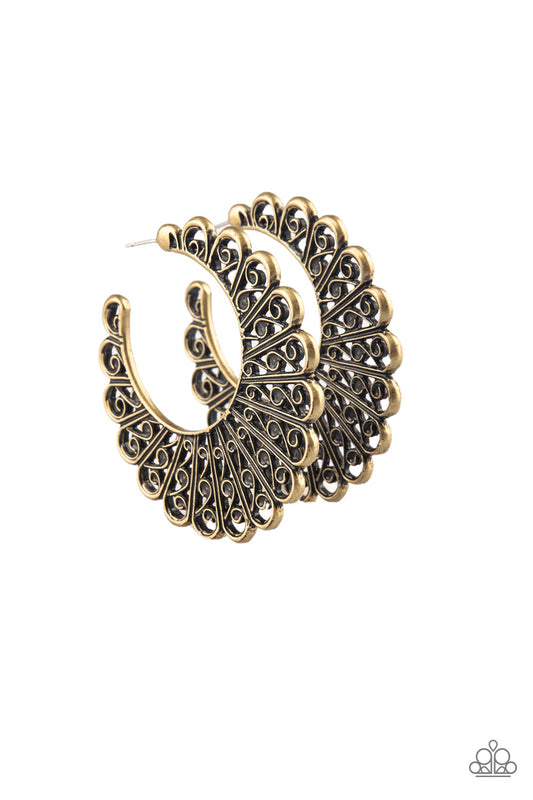 Funky Flirt - Brass - Paparazzi Earrings