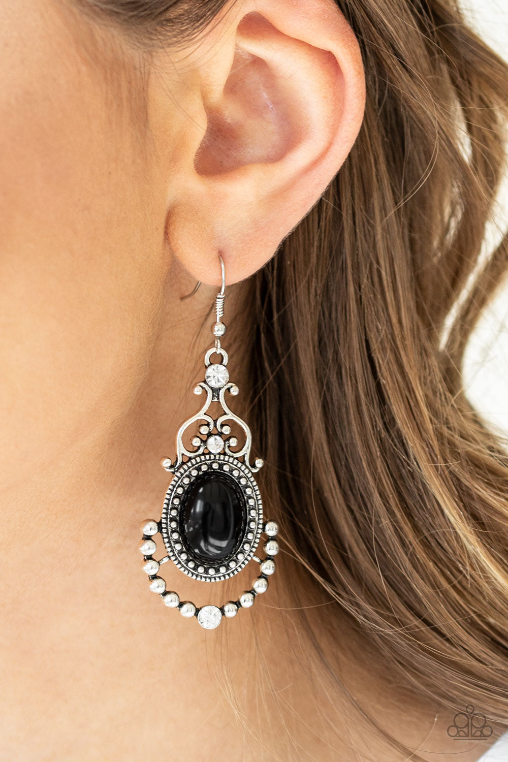 CAMEO and Juliet - Black - Paparazzi Earrings