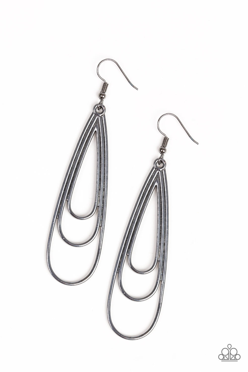 Triple Ripple - Black - Paparazzi Earrings