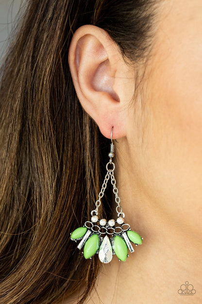 Terra Tribe - Green Fish Hook Earrings