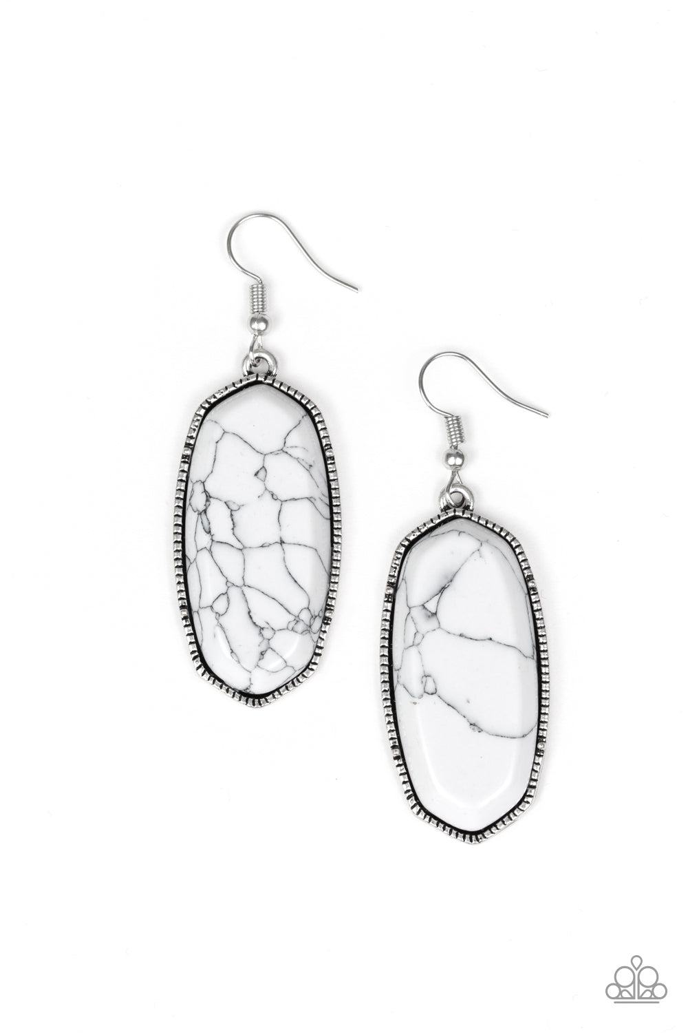 Stone Quest - White - Paparazzi Earrings