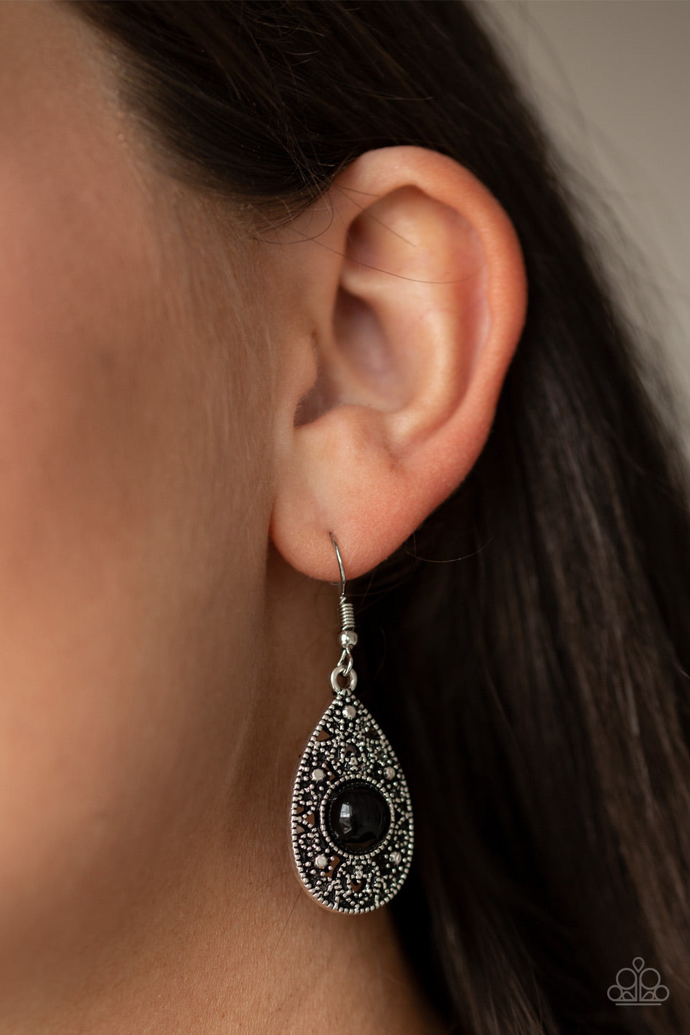 From POP To Bottom - Black - Paparazzi Earrings