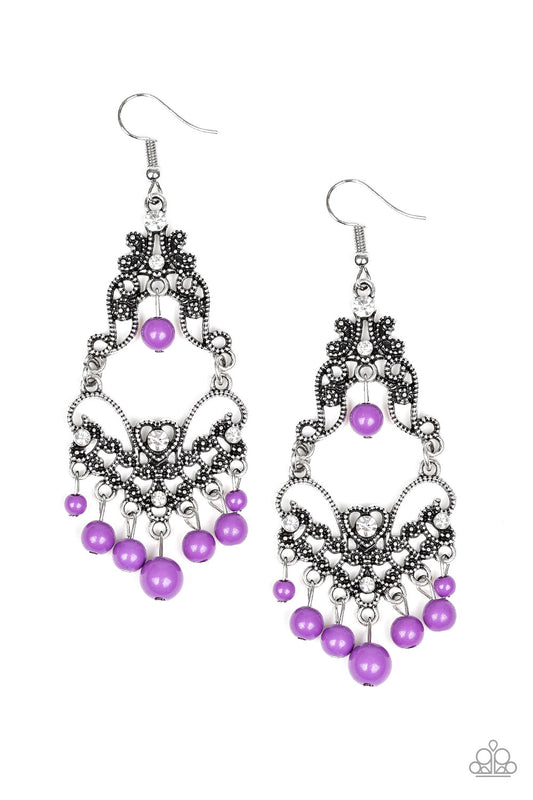 Colorfully Cabaret - Purple - Paparazzi  Earrings