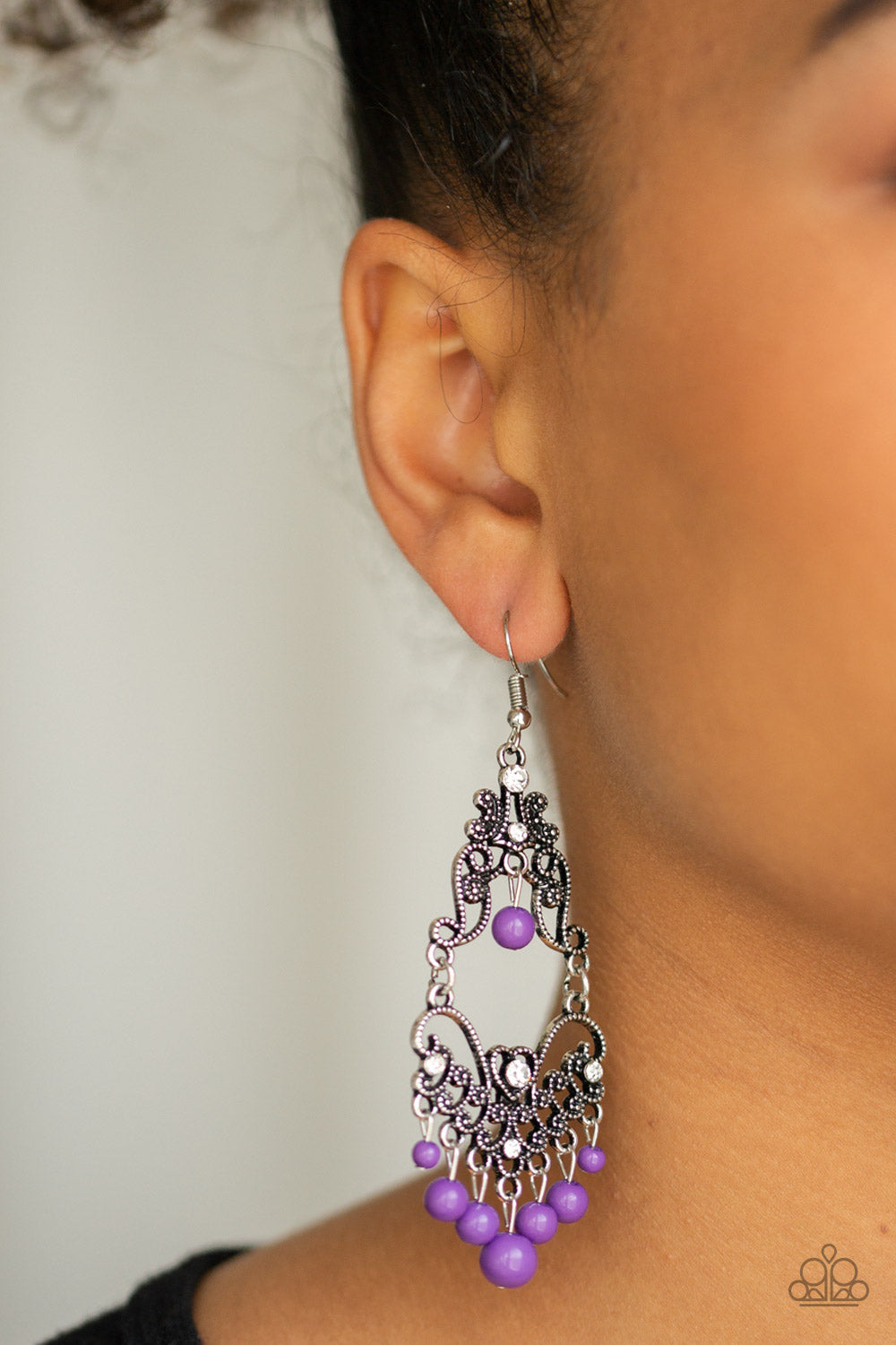 Colorfully Cabaret - Purple - Paparazzi  Earrings