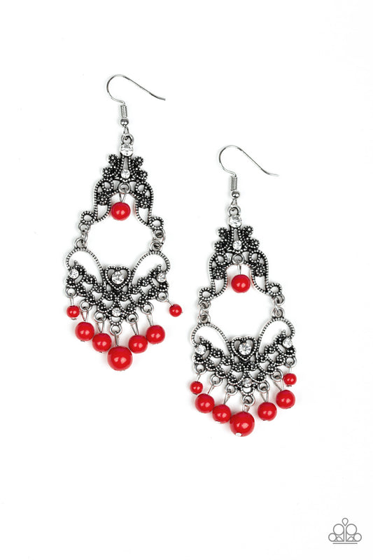 Colorfully Cabaret - Red - Paparazzi Earrings